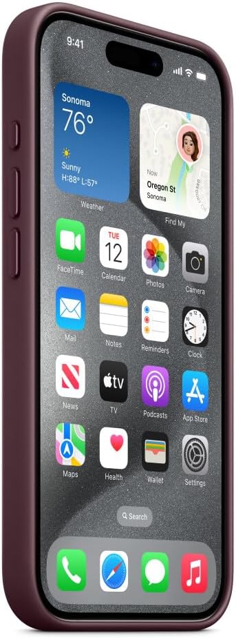 كڤر حماية FineWoven لهاتف iPhone 15 Pro Max يدعم MagSafe | لون توت بري كڤر حماية FineWoven لهاتف iPhone 15 Pro Max يدعم MagSafe | لون توت بري